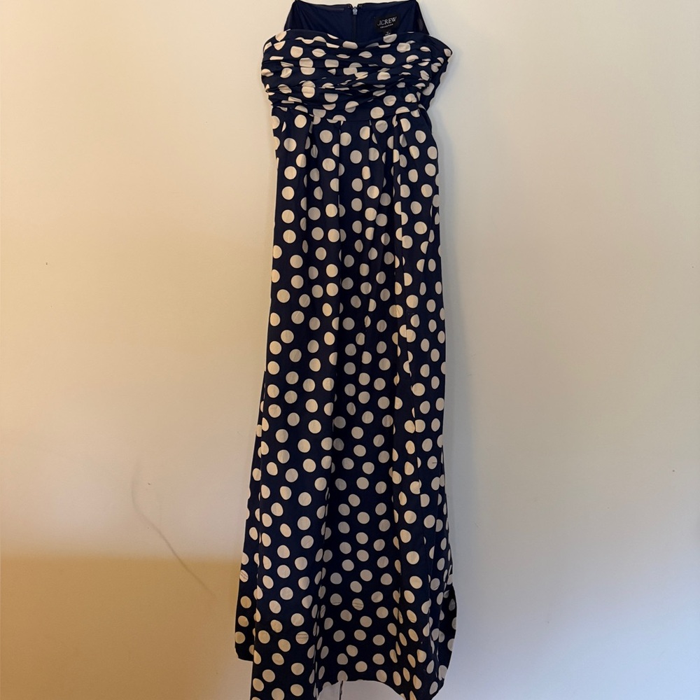 J. Crew Collection Strapless Navy and White Polka Dot Dress - Picture 4 of 9